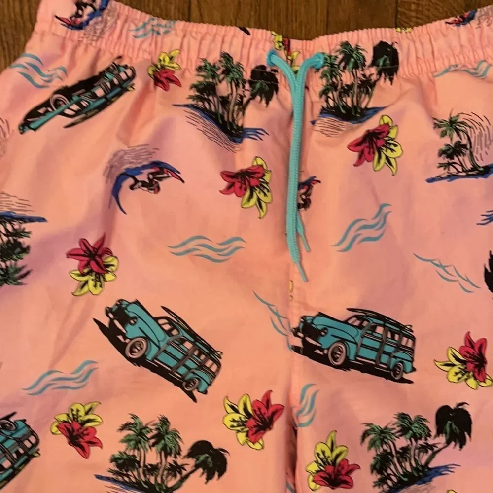MENS Wave Zone L Retro Vibes Tropical Swim Shorts